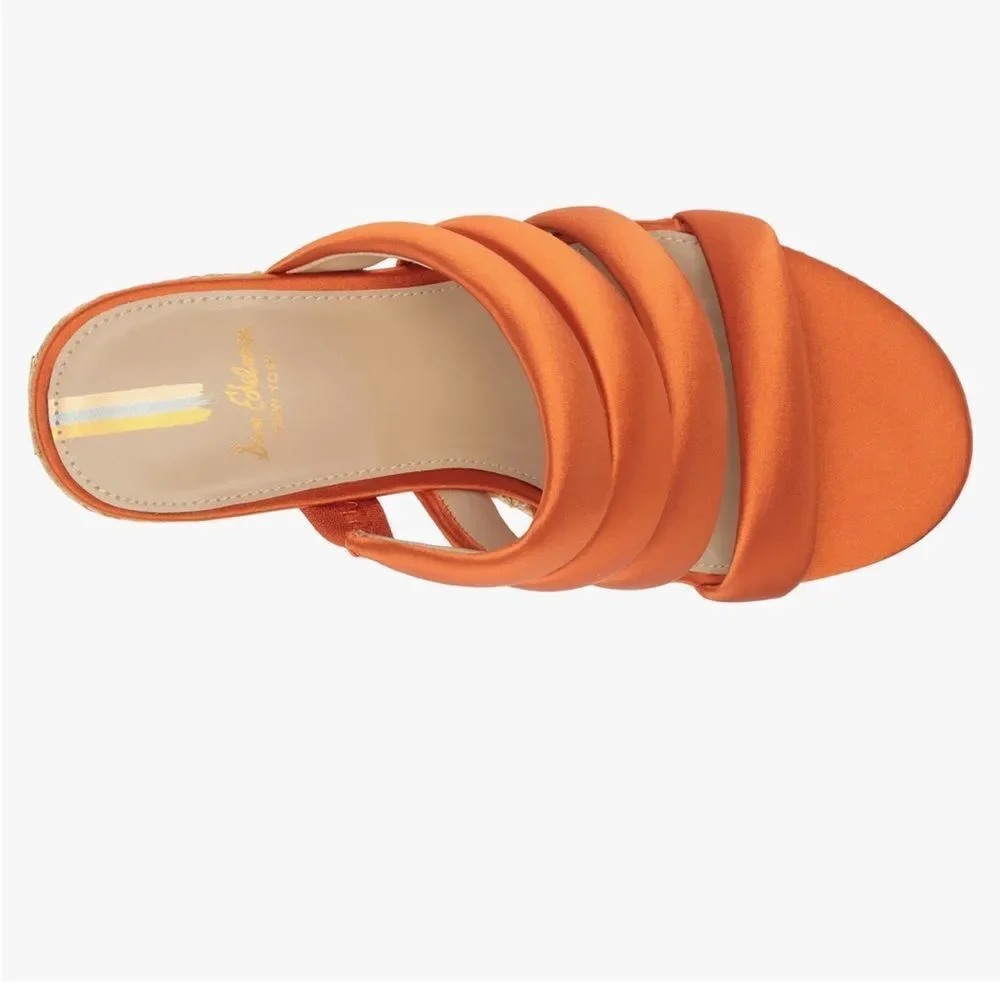 Sam Edelman‘s Yuki platform wedge heel size 7‎ satin orange NWT in pkg